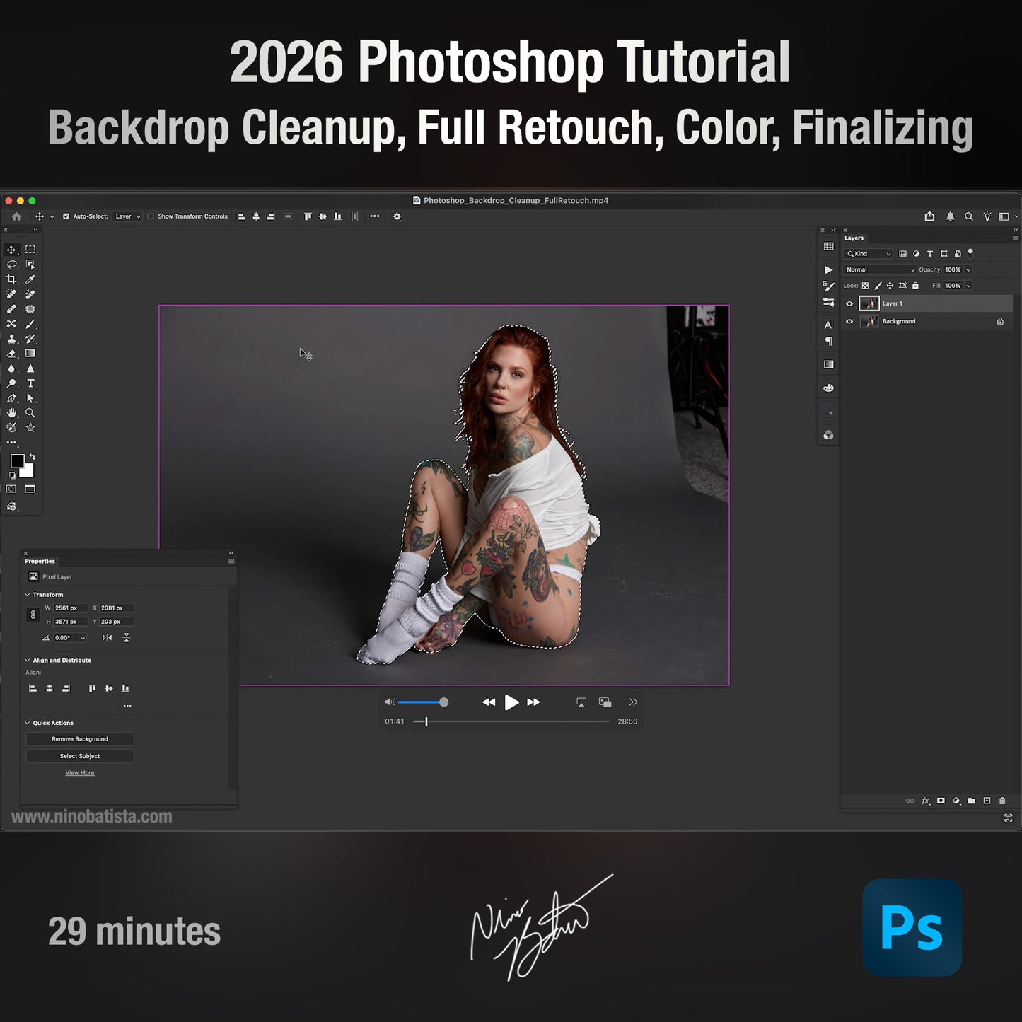 2026 Photoshop Workflow: Backdrop Cleanup & Full Retouch
