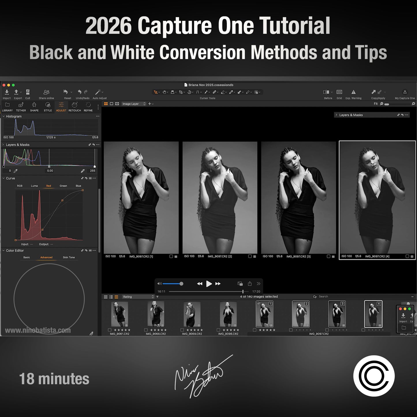 2026 Capture One Black & White Conversion Methods: Bri in Studio